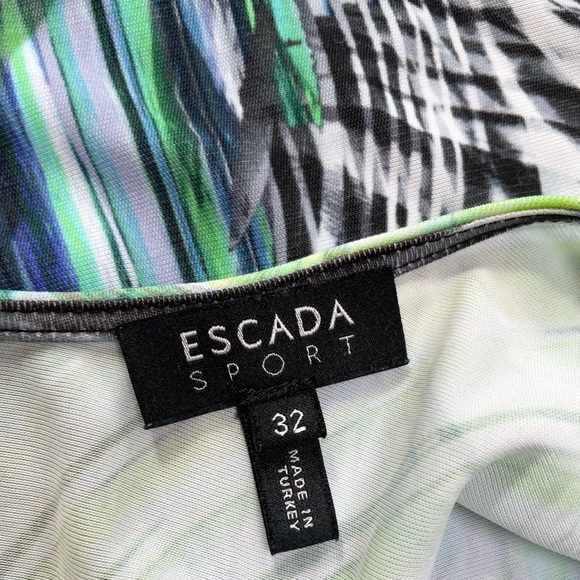 Vintage ESCADA Sport 00s Y2K “Fantasy” Draped Midi Tube Dress XS 32 Blue Green - Picture 9 of 10